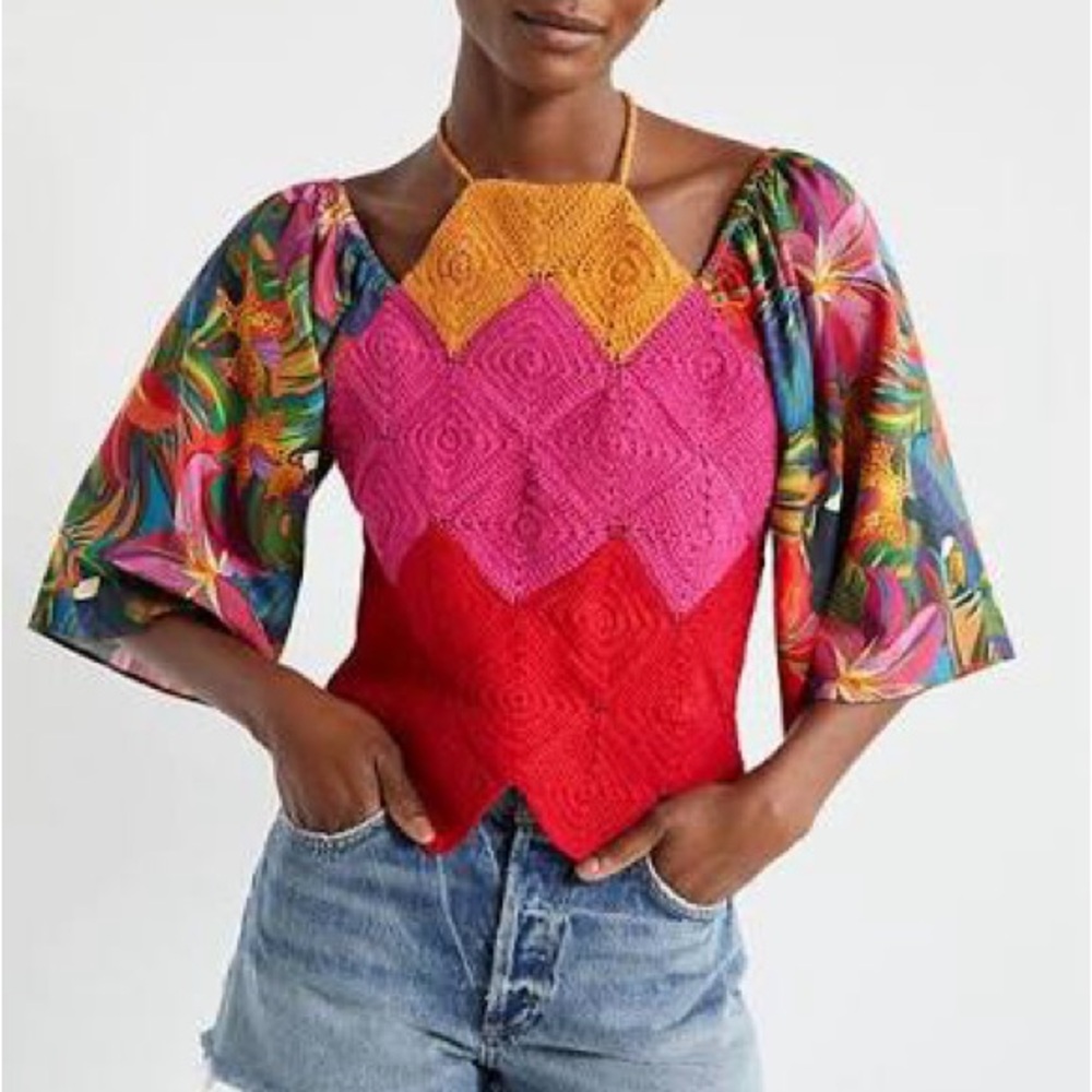 FARM Rio Multicolor Crochet Blouse